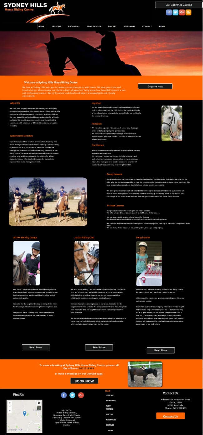 Horse Riding Website Design