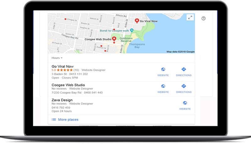 google my business maps 3 pack and reviews